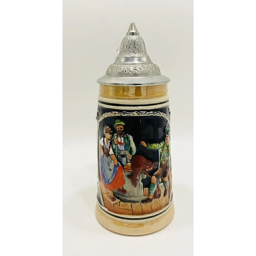 Thewalt Beer Stein Deer Hunter Pewter Lid West Germany Ich Jag Den Hirsch 7”